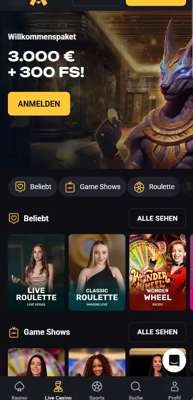 Amonbet App – mobile Casino-Plattform auf Android und iOS