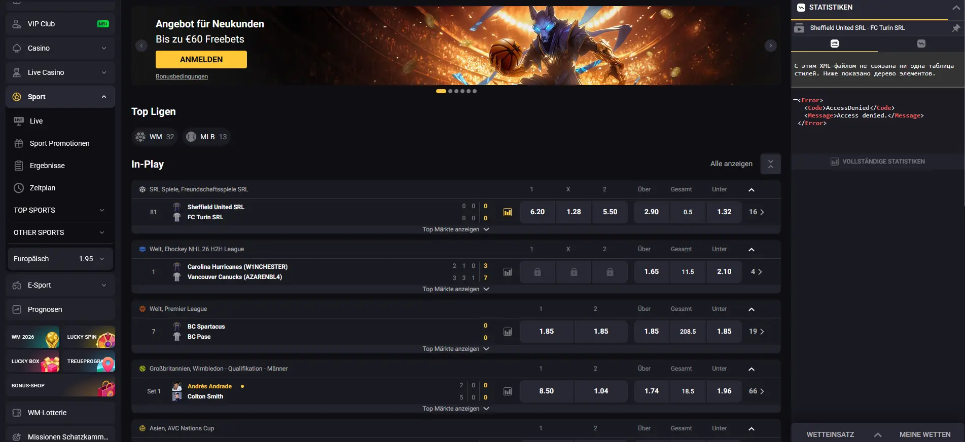 Amonbet Sportwetten – Live-Wetten auf Fußball, Basketball und Esports